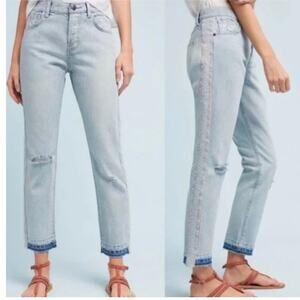Current/Elliott The Slouchy Skinny Mid Rise Straight Cropped Jeans Light Wash 29